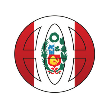 The Peru Earth design flag vector and illustration with the white background 