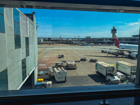 Latam Airlines at Guarulhos Airport. Sao Paulo Brazil.