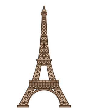 Isolated Cartoon Illustration of the Eiffel Tower Paris Landmark Vector Isolated on Transparent