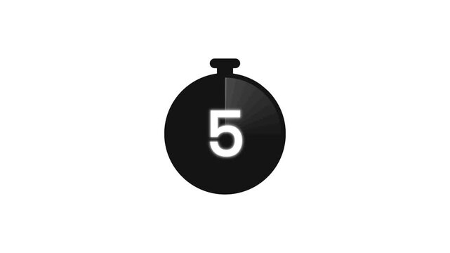 Minimalist 0 to 20 seconds clock countdown motion element on white background in 4K
