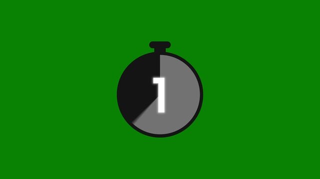 Ultra short 0 to 3 seconds loop countdown stopwatch graphic with green screen in 4K