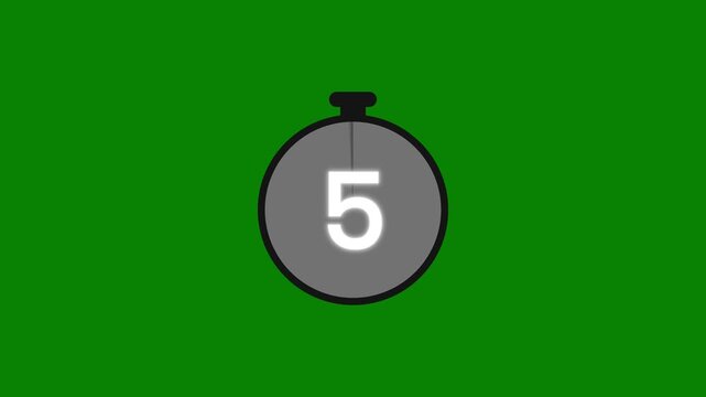 Ultra fast 0 to 5 seconds countdown timer graphic element with green screen in 4K