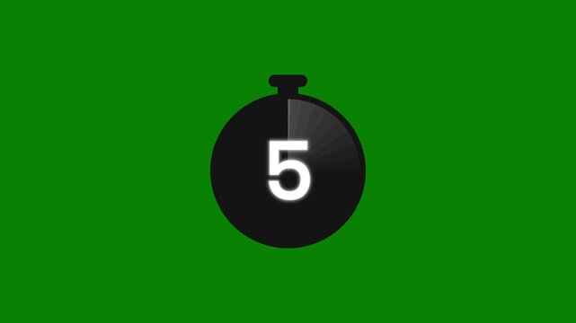 0 to 20 seconds digital stopwatch timer counting graphic with green screen in 4K