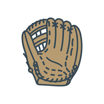 Leather baseball glove vector illustration, isolated on a transparent background