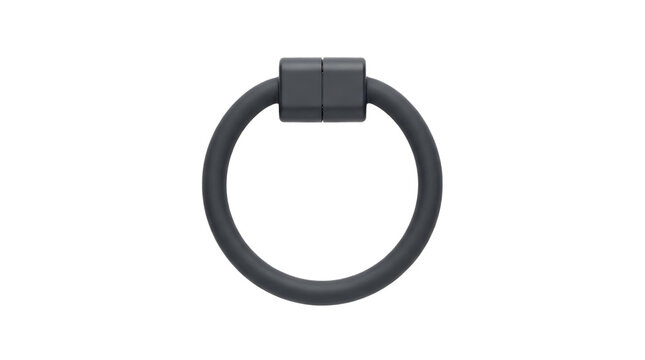 Minimalist black ring pull handle, modern matte metal cabinet hardware, sleek circular furniture knob for interior design projects