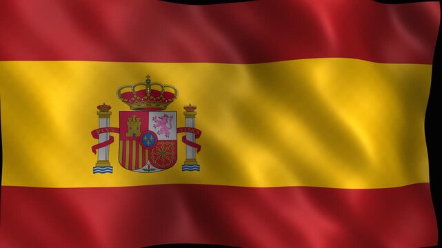 National flag of spain waving in the wind. 4K Video