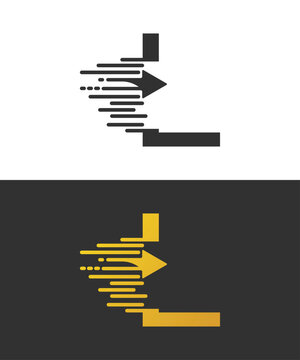 l logo symbol with motion trails representing fast service, action, and digital interaction.