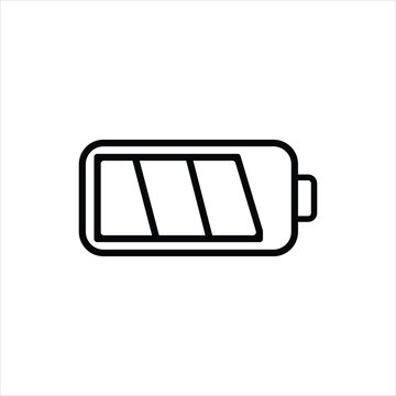 Battery charge level icon showing partial power status for mobile devices and electronics.