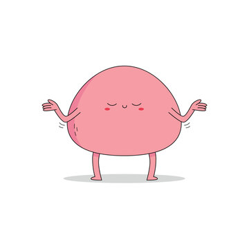 Cute pink mochi cartoon character nonchalant expression doodle