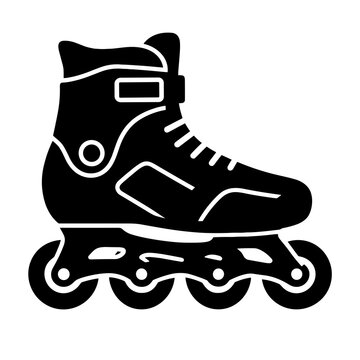 Vintage Roller Skate and Quad Skating Shoe Black and White Vector Illustration