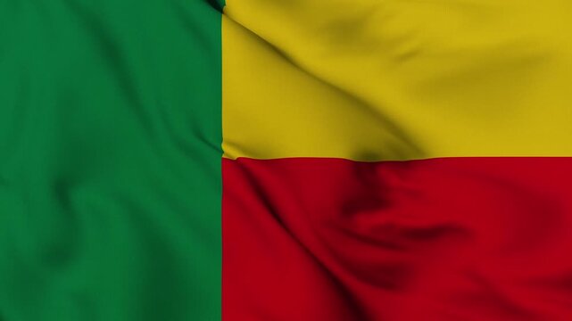 4K animation of the Beninese national flag waving in the wind