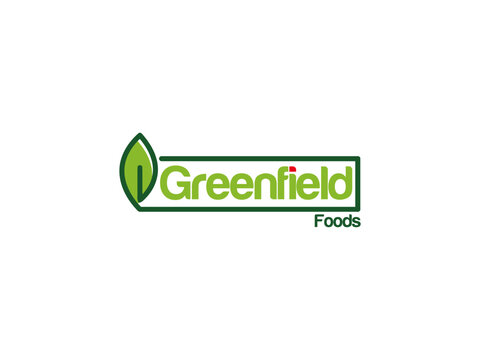 Green leaf and rectangular text logo on a white background