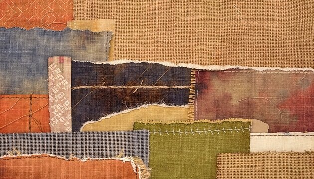 Nepalese handcrafted fabric collage background
