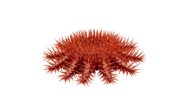 Crown-of-thorns starfish, red venomous sea star with sharp spines, marine echinoderm for coral reef education and biology isolated PNG with Transparent Background