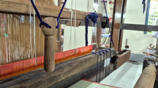 Closeup view of handloom tools from india.