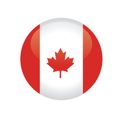 Obraz premium Canadian Flag 3D Round Badge Icon with Glossy Button Effect