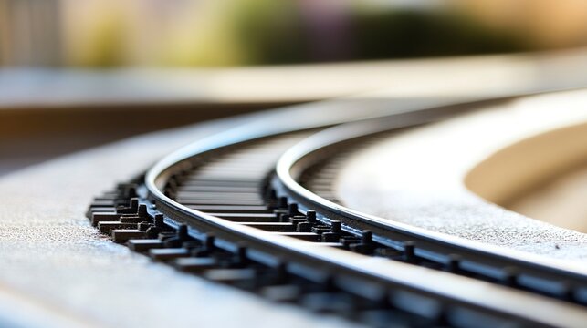 junction. A model train track with a section at a junction bent out of alignment. mobility guides, transit brochures, designed for mobility and urban transit guides, used by marketplace managers.