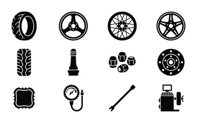 Car Wheels, Tires, Icons © Mushfiqur