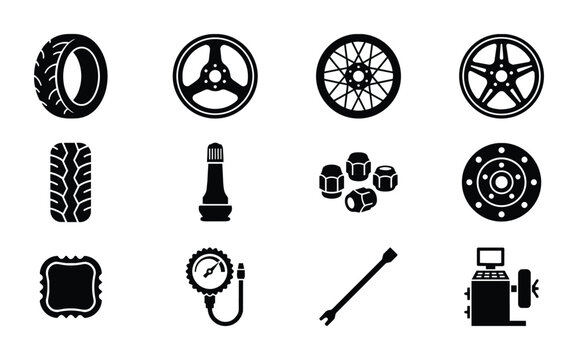 Car Wheels, Tires, Icons