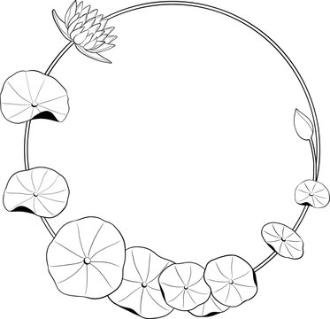 lotus flowers with leaves wreath