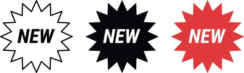 Fototapeta premium New Badge Icon Set In Star Burst Style, Sale Sticker Label Vector Illustration
