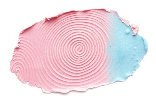 Pink and blue cosmetic cream texture with spiral pattern