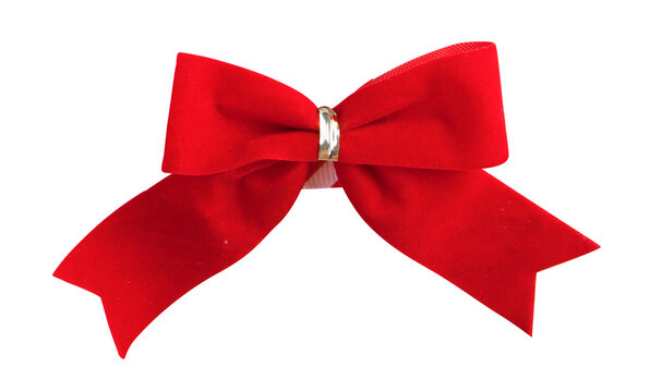 Red Satin Bow Ribbon Isolated on Transparent Background