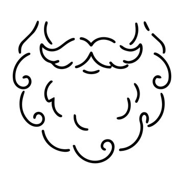 Minimalist Line Art of a Stylish Mustache and Curly Beard Design