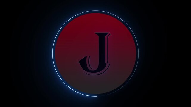 Modern stylized red letter j logo with glowing border