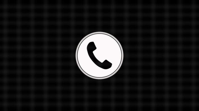 Minimalist phone call icon on dark grid background