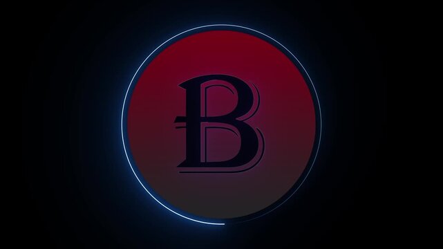 Modern red circular button with bold letter b icon