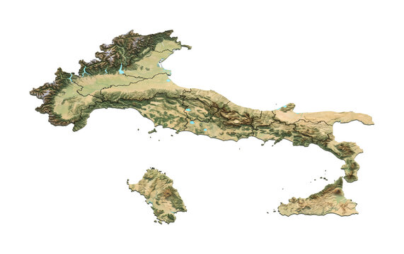 Relief map showing terrain and elevations of Hispaniola island