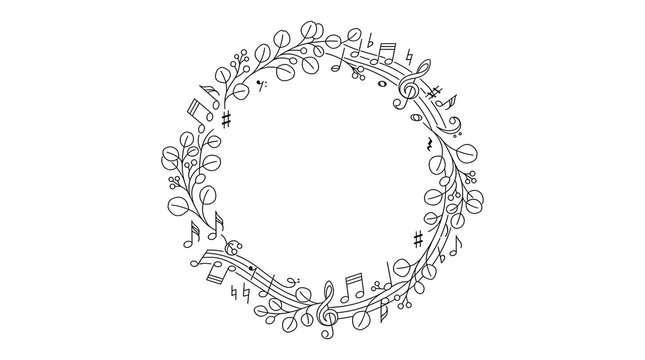 Decorative musical note border frames a blank canvas for custom text or designs.