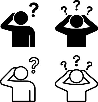 Confused Person with Question Marks Icon Set