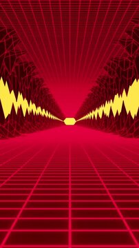 Animation of diminishing perspective of grid street moving amidst mountains