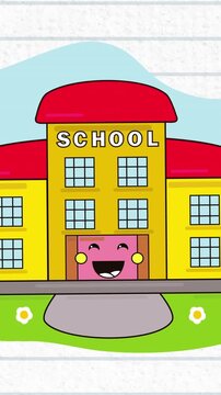 Animation of school icon moving over white background