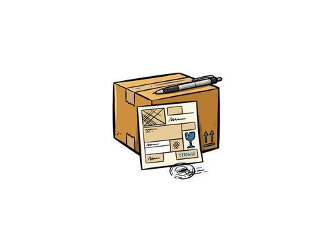 Shipping Box With Customs Declaration Label And Handling Marks Vector Illustration