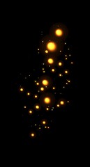 Gold magic dust and flickering sparkles, abstract glowing particles cloud and bokeh effect, luxury golden glitter spray for holiday card design, shining light overlay for creative graphic projects © 112211 studio 