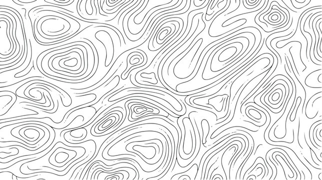 Topographic Line Map Seamless Pattern Abstract Contour Vector Background