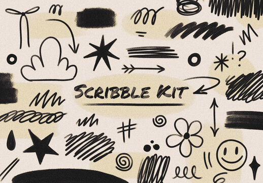 Set of Hand Drawn Scribble Elements