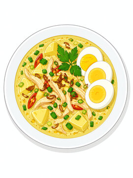 Chicken soto with rice cakes and coconut milk