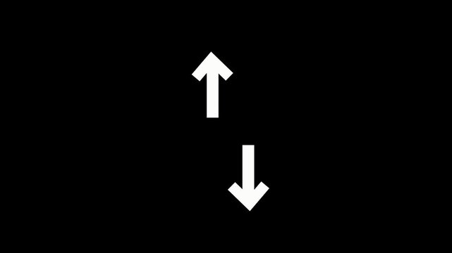 Up and Down Arrows Directional Navigation Icon on Black Background
Bidirectional Up and Down Arrow Symbol for 4k HD Video,