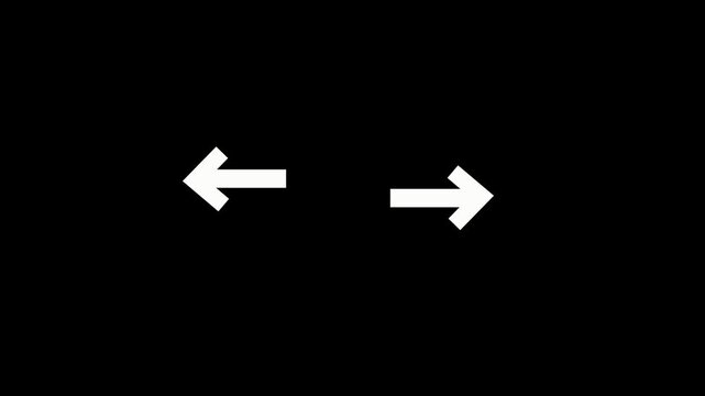 Left and Right Navigation Arrow Icons Animation on White Background 4k HD Video,