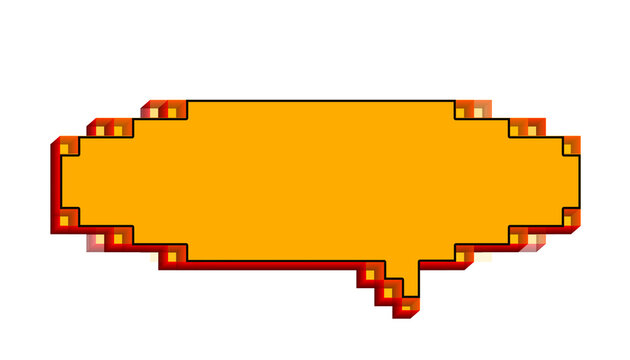 Pixel Art Orange Speech Bubble with Red and Yellow Dimensional Border