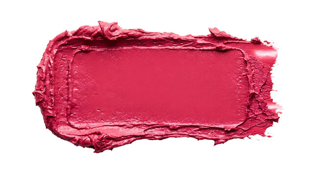 Vibrant fuchsia pink lipstick swatch featuring thick creamy texture with artistic jagged edges and rich pigment on transparent background