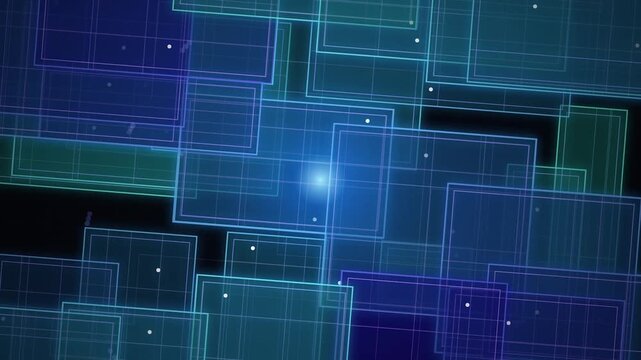 Blue glowing rectangles on black background.