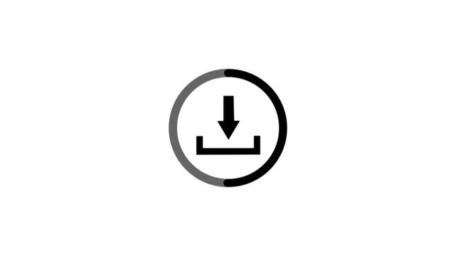 Download icon animation isolated on white background, downloading icon in circle with arrow animated, download button icon, direction Arrow icon. Animation of 4k video.