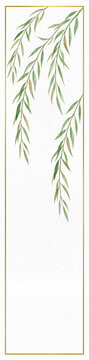 Elegant Japanese Willow Bookmark Design Inspired by Sayagata Pattern for Greeting Cards, Gift Tags and Printable Stationery