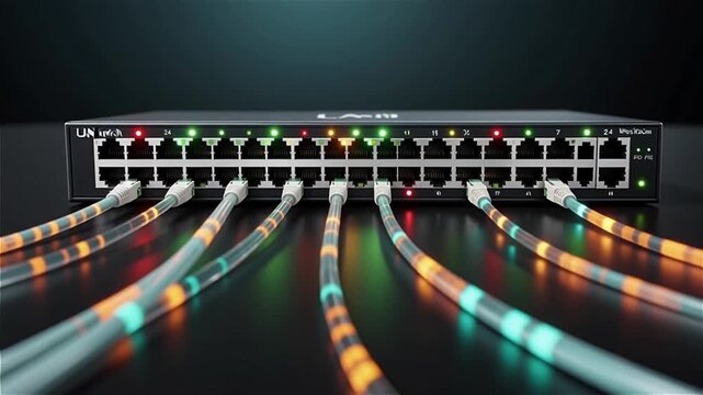 24 Port Gigabit Ethernet Network Switch with Fiber Optic Cables