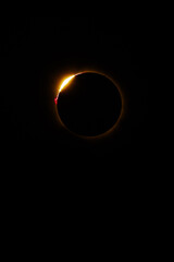 Diamond ring and solar prominences during a total solar eclipse